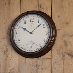 Esschert Design Gartenuhr Horloge à quartz Rond Marron