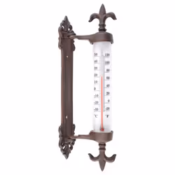 Esschert Design TH84, Thermomètre liquide, Extérieure, Analogique, Bronze, Blanc, Fonte, Polystyrène, fenêtre