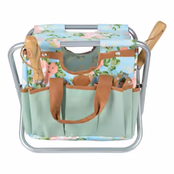 Esschert Design Tabouret porte-outils de jardinage Motif roses