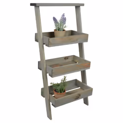 Esschert Design Etagère murale, Support de pots, Bois, Gris, 3 étagères, 358 mm, 340 mm