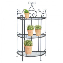 Esschert Design - Etagère demi-ronde pliante - l 59,5 x l 30 x h 114,5 cm - Noir - Livraison gratuite