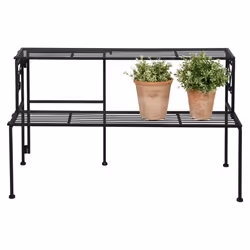 Esschert Design BPH102, Support de pots, Fer, Noir, 2 étagères, 789 mm, 345 mm
