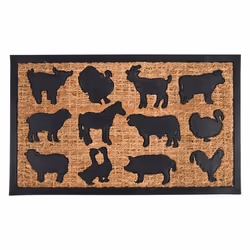 Esschert Design Paillasson caout/coco animaux ferme, Paillasson décoratif, Rectangulaire, Noir, Marron, Image, Fibre, Caoutch ...
