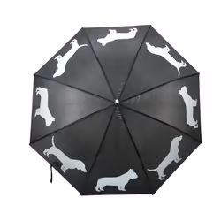 Esschert Design Parapluie réfléchissant chiens, Complet, Parapluie, Rond, Noir, Blanc, 105 cm, 105 cm