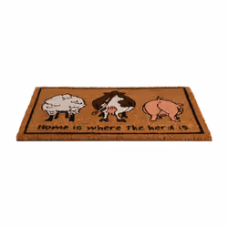 Esschert Design Home is where… Paillasson décoratif Rectangulaire Noir, Marron, Rose, Blanc