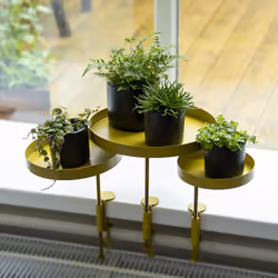 Esschert Design Plateau rebord de fenêtre rond doré M
