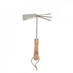 Esschert Design - Serfouette double - l 30 cm - Accessoire pour ameublir et desherber - Inox, frêne et cuir - Livraison gratuite