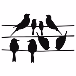 Esschert Design FB576, Papier, Vinyl, Noir, Bird pattern, fenêtre, Garçon/Fille, 330 mm