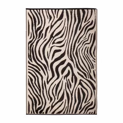 Esschert Design Tapis jardin zèbre, Extérieure, Tapis de sol, Polypropylène (PP), Noir, Blanc, Image, Dessin