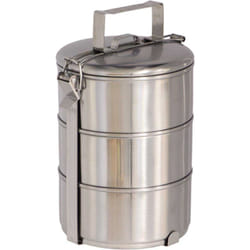 Esschert Design - Boîte à lunch ronde en acier inoxydable 3 compartiments