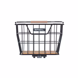 Basil 11282 sacoche et panier pour bicyclette Avant/arrière Panier de vélo 23 L Acier Noir, Bois