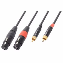 PD-Connex CX68-3, 2 x XLR (3-pin), Femelle, 2 x RCA, Mâle, 3 m, Noir