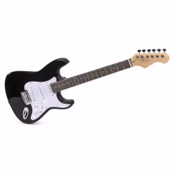Max GigKit Guitare électrique Stratocaster 6 cordes Noir, Blanc