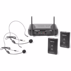 Vonyx STWM712H, Microphone Lavalier, Mini-XLR (3-pin), Batterie, Récepteur fixe, 40 - 20000 Hz, Émetteur de poche