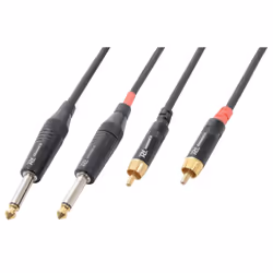 PD-Connex CX74-3, 2 x 6,35 mm, Mâle, 2 x RCA, Mâle, 3 m, Noir