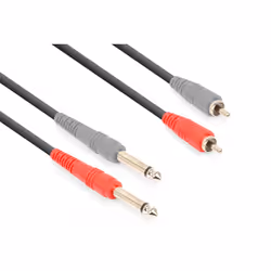 Vonyx CX324-3, 2 x 6,35 mm, Mâle, 2 x RCA, Mâle, 3 m, Noir, Gris, Rouge