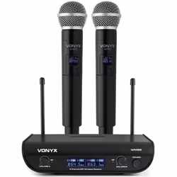 Vonyx WM82, Microphone portatif, Mini-XLR (3-pin), 50 m, Batterie, Récepteur fixe, 30 - 20000 Hz