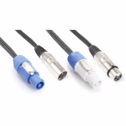 PD-Connex CX05-3, 3 m, Powerconnector (B) - XLR (F), Powerconnector (A) - XLR (M), Mâle/Femelle, Noir, 1,08 cm, 600 g
