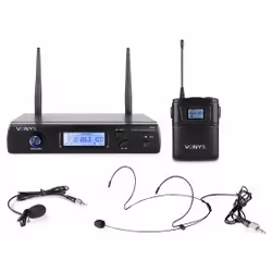 Vonyx WM61B, Microphone de casque, Récepteur sac à dos, 40 - 17000 Hz, Émetteur de poche, 1%, 90 dB