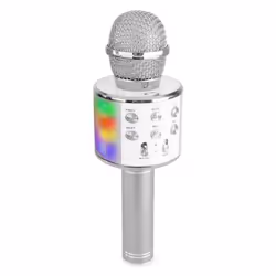Max KM15S, Microphone de karaoké, 100 - 10000 Hz, Avec fil &sans fil, Bluetooth/3,5 mm, Argent, CE