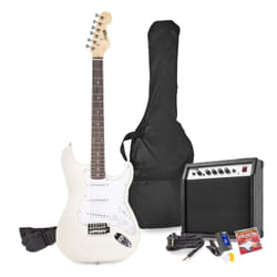 Max GigKit Guitare électrique Stratocaster 6 cordes Blanc
