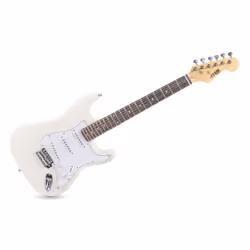 Max GigKit Guitare électrique Stratocaster 6 cordes Blanc