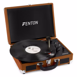 Fenton RP115F, Tourne-disque entraîné par courroie, Noir, Marron, Cuir, Bois, 33 1/3,45,78 tr/min, 100-240 V, 50/60 Hz