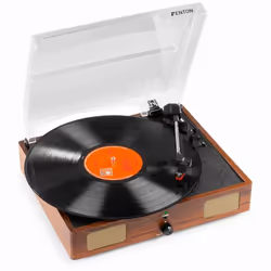 Fenton RP106W, Tourne-disque entraîné par courroie, Bois, 33 1/3,45 tr/min, Cartouche stéréo en céramique, 3,5 mm, Secteur