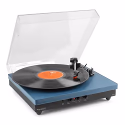 Platine vinyle Bluetooth Fenton RP113D - Cuir Bleu Foncé - Haut-Parleurs Intégrés - 33 45 et 78 Tours