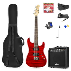 Max GigKitQDR Guitare électrique Classique 6 cordes Rouge