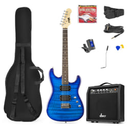 Max GigKitQDB Guitare électrique Classique 6 cordes Bleu
