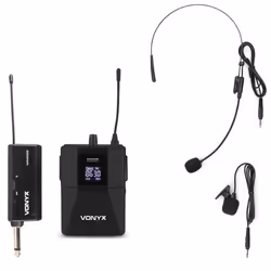 Ensemble Microphone Sans Fil - VONYX - WM55B - UHF - Micro Cravate - Micro Casque