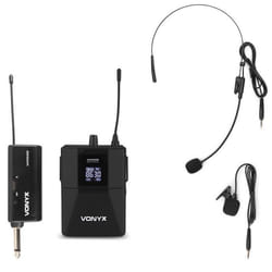 Ensemble Microphone Sans Fil - VONYX - WM55B - UHF - Micro Cravate - Micro Casque