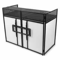 Vonyx DB6 Pro Cabine DJ avec Support TV - Jusquà 25 Kg Écran 65 Lycra Blanc ou Noir Inclus Sac de Transport