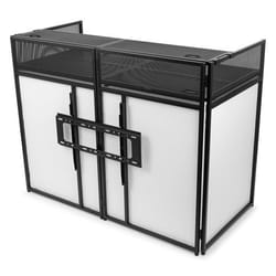 Vonyx DB6 Pro Cabine DJ avec Support TV - Jusquà 25 Kg Écran 65 Lycra Blanc ou Noir Inclus Sac de Transport