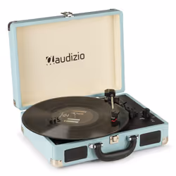 Audizio RP114BL, Tourne-disque entraîné par courroie, Bleu, Cuir, Bois, 33 1/3,45,78 tr/min, Servo moteur CC, Rotatif