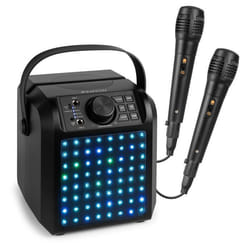 Fenton KAR50B Enceinte Karaoké Enfant Bluetooth avec Façade Lumineuse 50 Watts - Noire Batterie Integrée