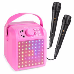 Fenton KAR50P Enceinte Karaoké Enfant Bluetooth avec Façade Lumineuse 50 Watts - Rose Batterie Intégrée