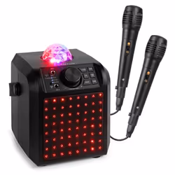 Fenton KAR55B Enceinte Karaoké Enfant Bluetooth avec Façade Lumineuse et Jelly Ball 50 Watts - Noire Batterie Intégrée