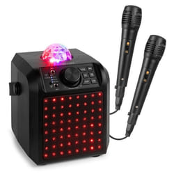 Fenton KAR55B Enceinte Karaoké Enfant Bluetooth avec Façade Lumineuse et Jelly Ball 50 Watts - Noire Batterie Intégrée
