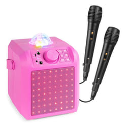 Fenton KAR55P Enceinte Karaoké Enfant Bluetooth avec Façade Lumineuse et Jelly Ball 50 Watts - Rose Batterie Intégrée
