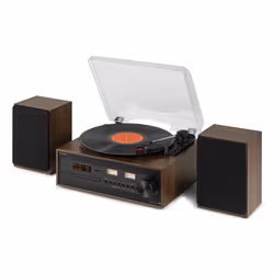 Audizio Boston Tourne-disque entraîné par courroie Noir, Bois Manuel
