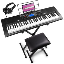 Max Rhapsody61 –  Clavier Électronique 61 Touches Pack Complet Débutant - avec Banc Stand Micro et Casque