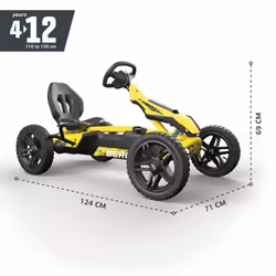 Kart à pédales BERG Rally DRT Jaune - Pour Enfant - 3 vitesses - Pneus à chambre à air