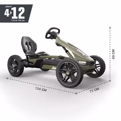 Kart à pédales Jeep Rally Cherokee - BERG TOYS - 4 roues - Vert kaki - Siège réglable - Pneus à chambre à air
