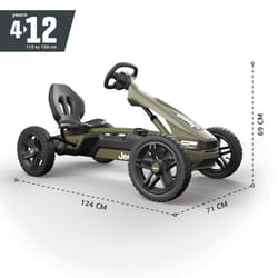 Kart à pédales Jeep Rally Cherokee - BERG TOYS - 4 roues - Vert kaki - Siège réglable - Pneus à chambre à air