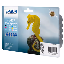 Epson Seahorse Multipack "Hippocampe" (T0487) - Encres QuickDry N, C, Cc, M, Mc, J