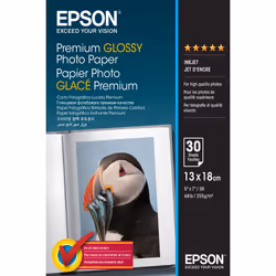 Epson Premium Glossy Photo Paper - 13x18cm - 30 Feuilles, Brillant premium, 255 g/m², Blanc, 30 feuilles, - SureColor SC-T720 ...