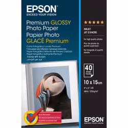Epson Premium Glossy Photo Paper - 10x15cm - 40 Feuilles, Brillant premium, 255 g/m², Blanc, 40 feuilles, - SureColor SC-T720 ...