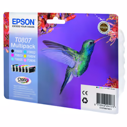 Epson Hummingbird Multipack "Colibri" (T0807) - Encres Claria N, C, M, J, Cc, Mc